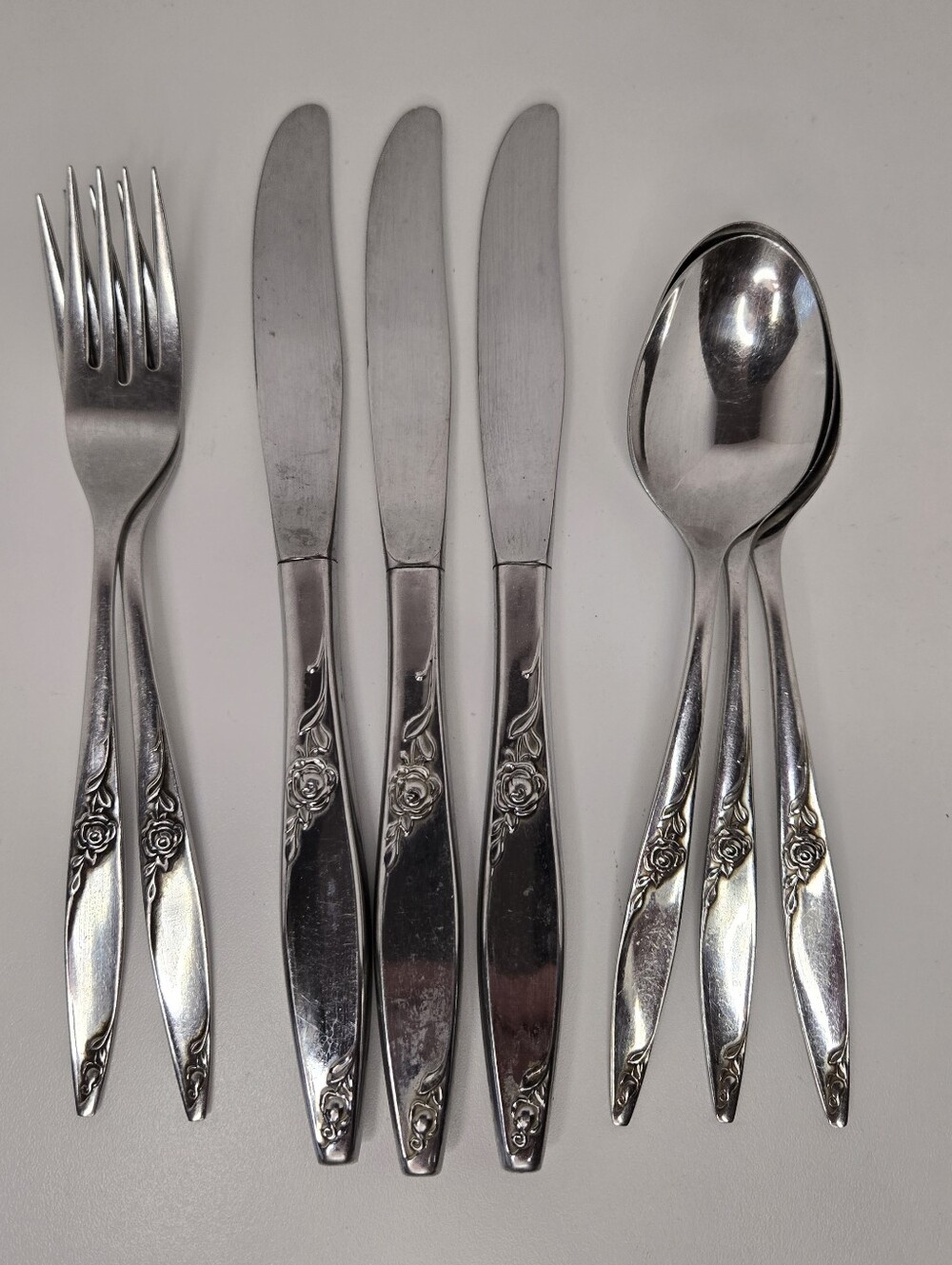 WEST BEND Twilight Rose Stainless Steel Flatware Lot Of 8 Oneida Mid-Century